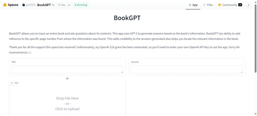 Go to the BookGPT project and paste the secret API key at the bottom of the page.